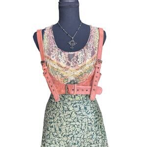 Free People Cognac Leather Harness Belt Size M Western Boho